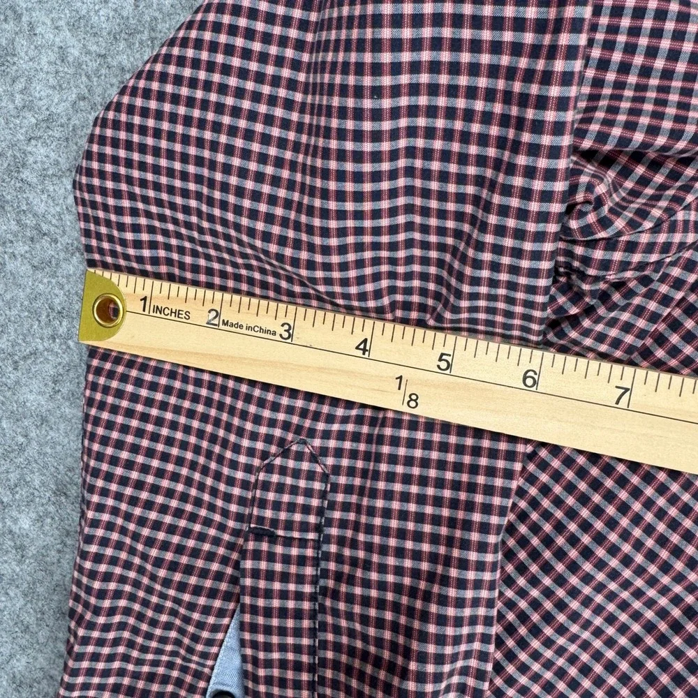 Banana Republic Custom 078 Wash Shirt Mens M Slim Fit Red Navy Gingham Check LS